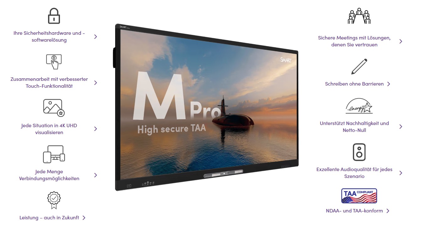 SMART Board&reg; M Pro Hochsicherheits-Serie f&uuml;r kritische Infrastruktur