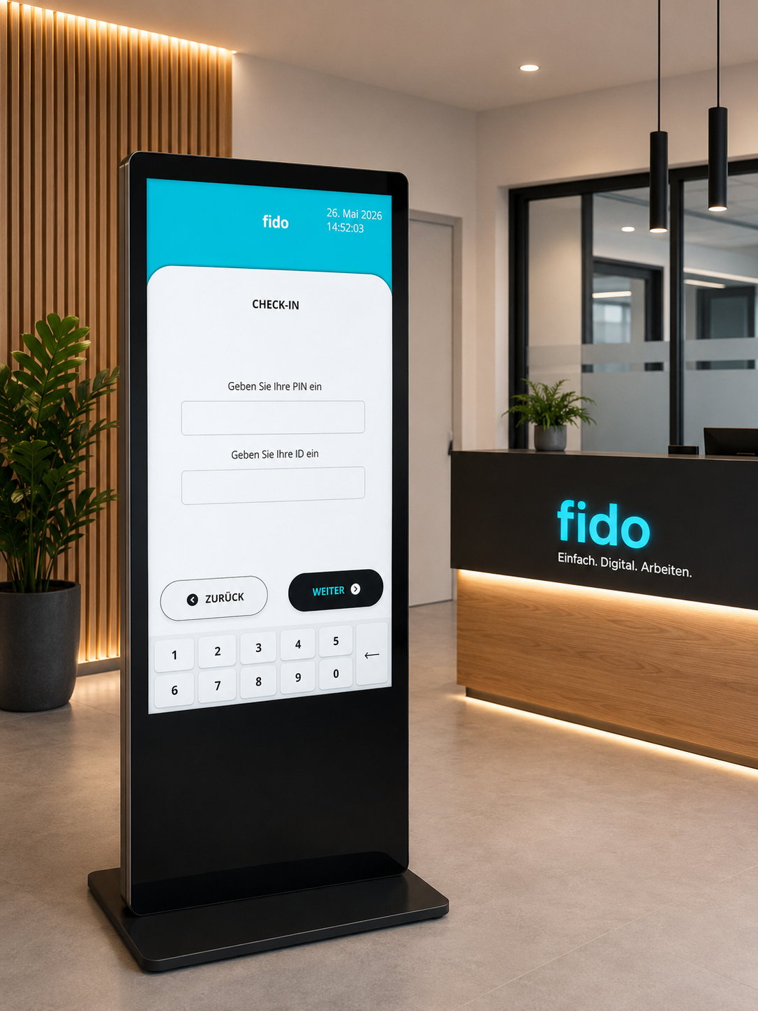 Digitaler Check-in an der Empfangsstele