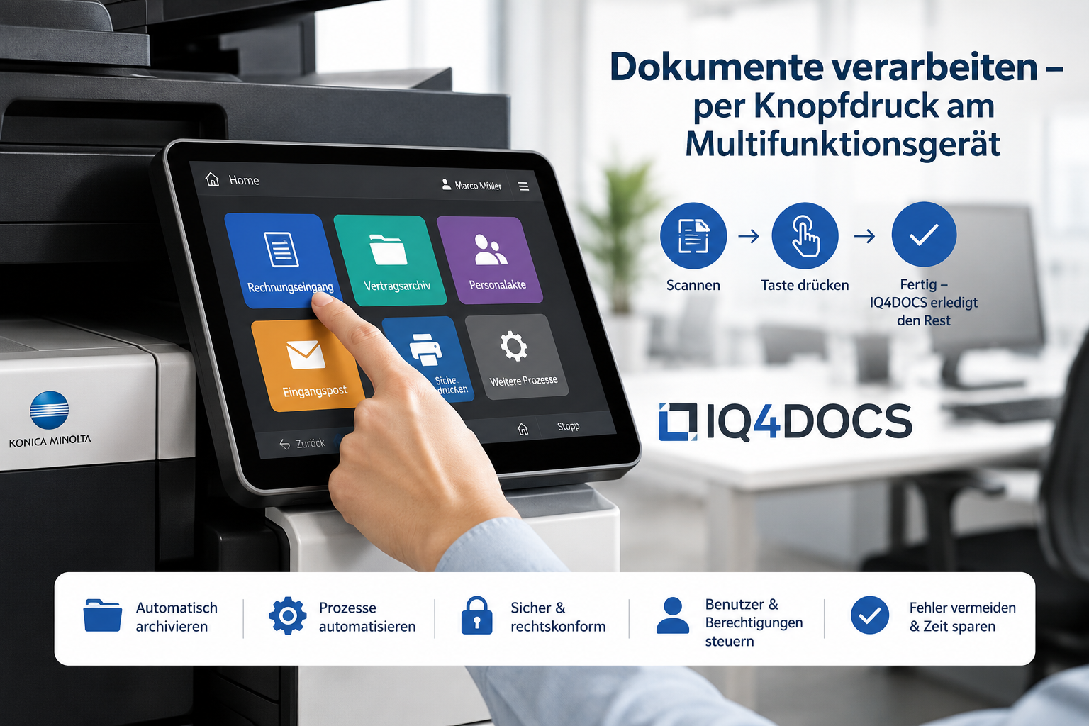 IQ4DOCS: Intelligente Workflows direkt auf dem Multifunktionsger&auml;t