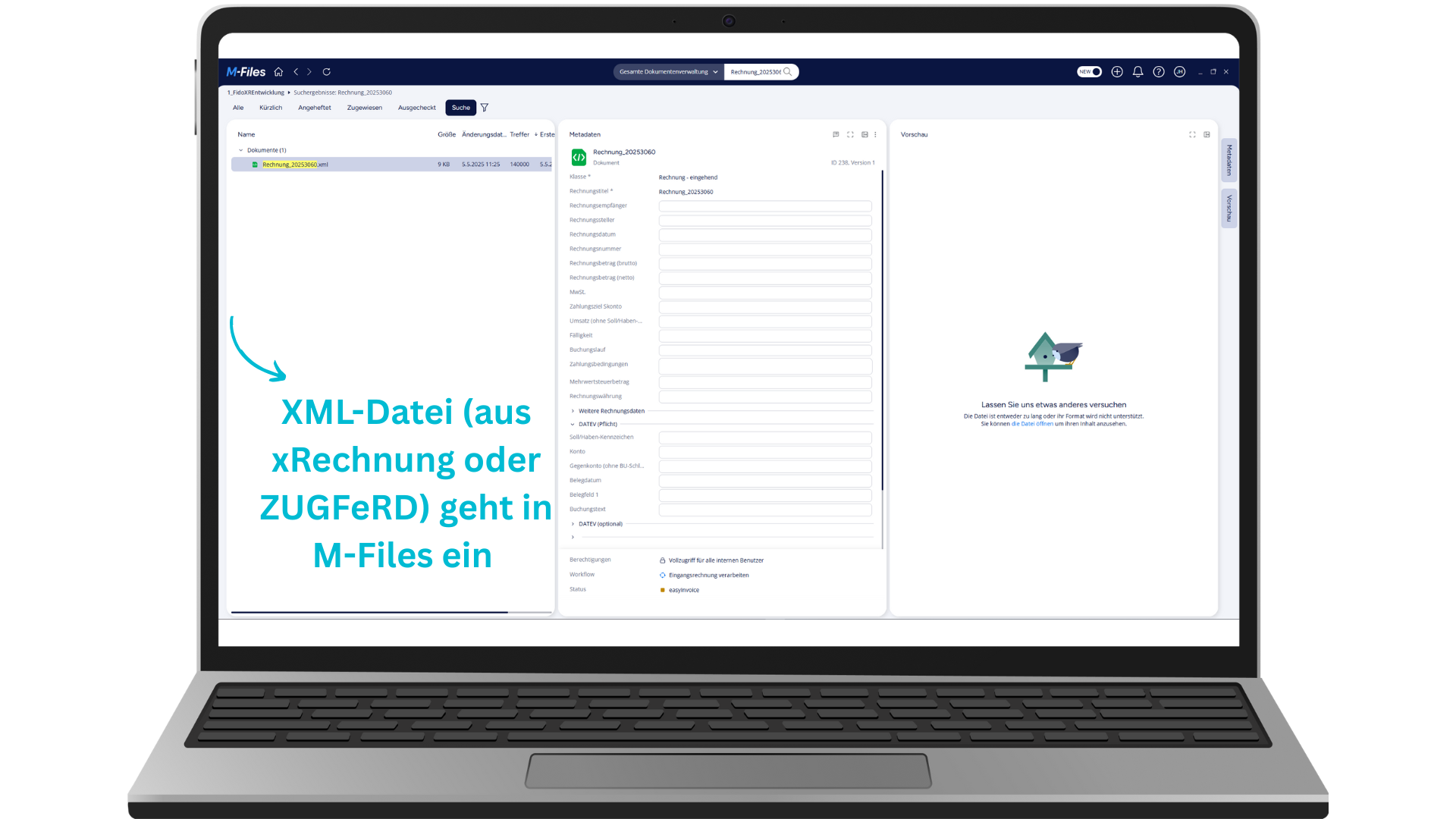 Automatisierte Verarbeitung und Anzeige von E-Rechnungen im XRechnung- und ZUGFeRD-Format